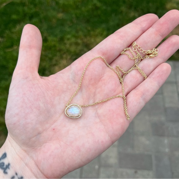 Wild Ember Jewelry - Elliptical Moonstone Halo Necklace